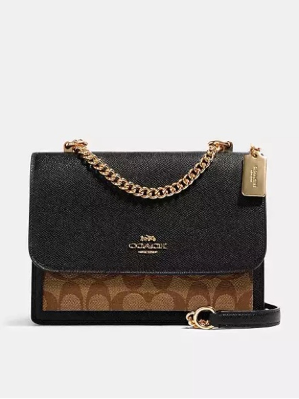 Coach Klare Black and Tan signature  monogram Crossbody Bag